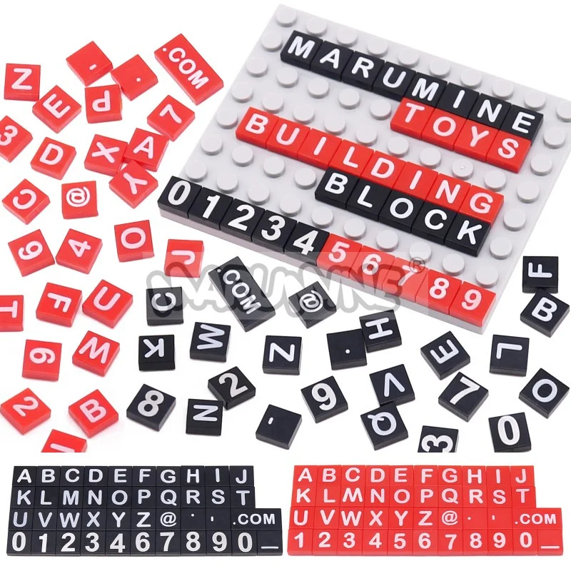 【セール中】MARUMINE MOC ビルディングブロックパーツセット 1x1 タイル 印刷アルファベットと数字付き 3070 互換性のある DIY 組み立てレンガアクセサリー
