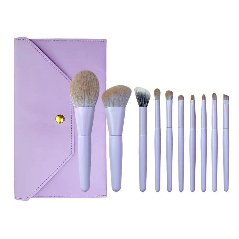 Juego de 10 mini brochas de maquillaje portátiles, brocha para polvos de cerdas suaves, brocha puntiaguda, brocha para sombra de ojos, juego de herramientas de belleza transfronterizas