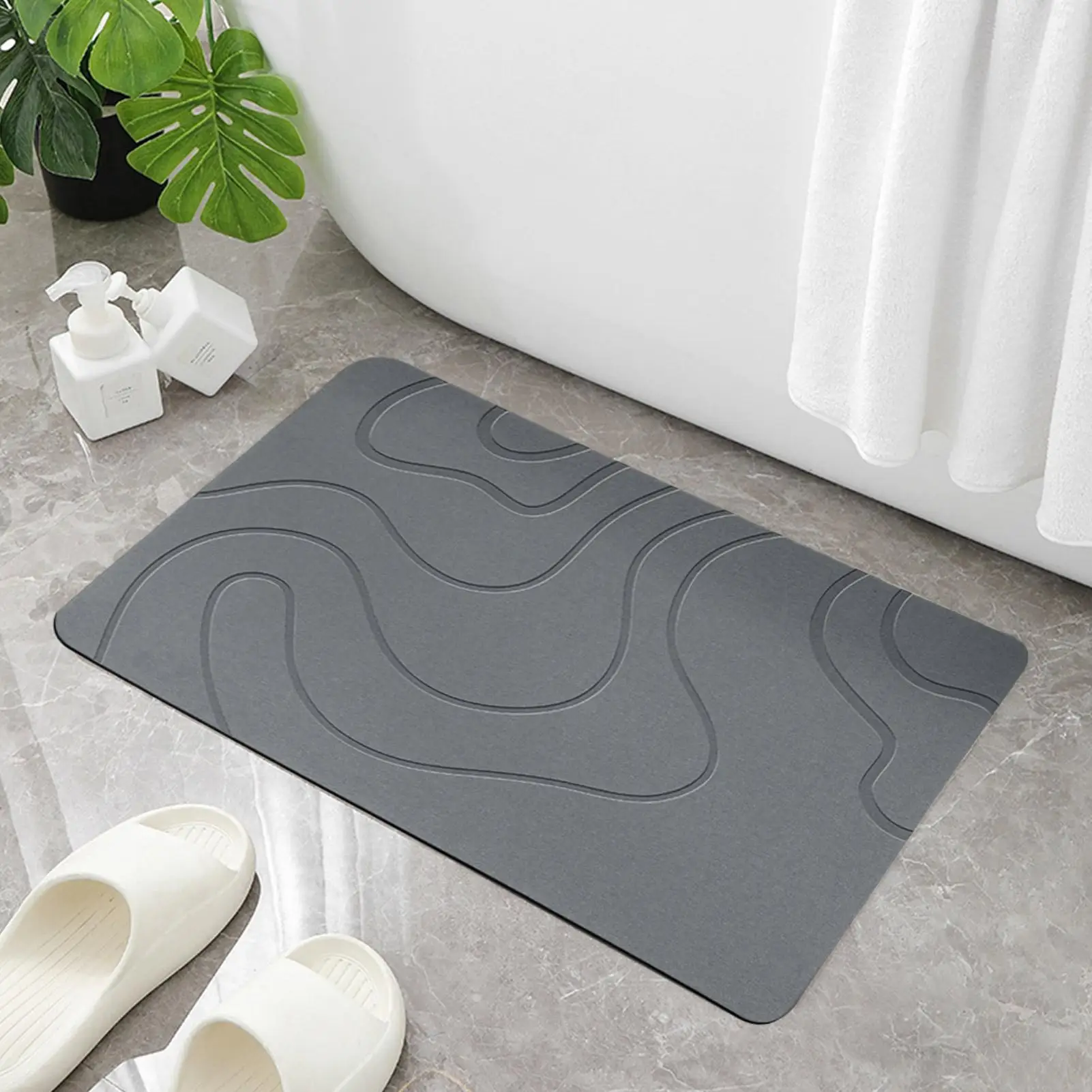 

Absorbent Stone Bath Mat Non-slip Floor Mat Entryway Rugs Indoor Bathroom Rugs Floor Mat Anti-Slip High Water Absorption
