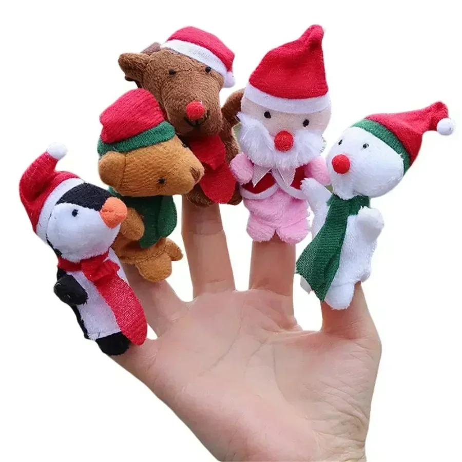 1/5/10pcs Cartoon Biological Animal Finger Puppet Storytelling Hand Puppet Plush Toys Baby Favor Dolls Funny Kids Christmas Gift