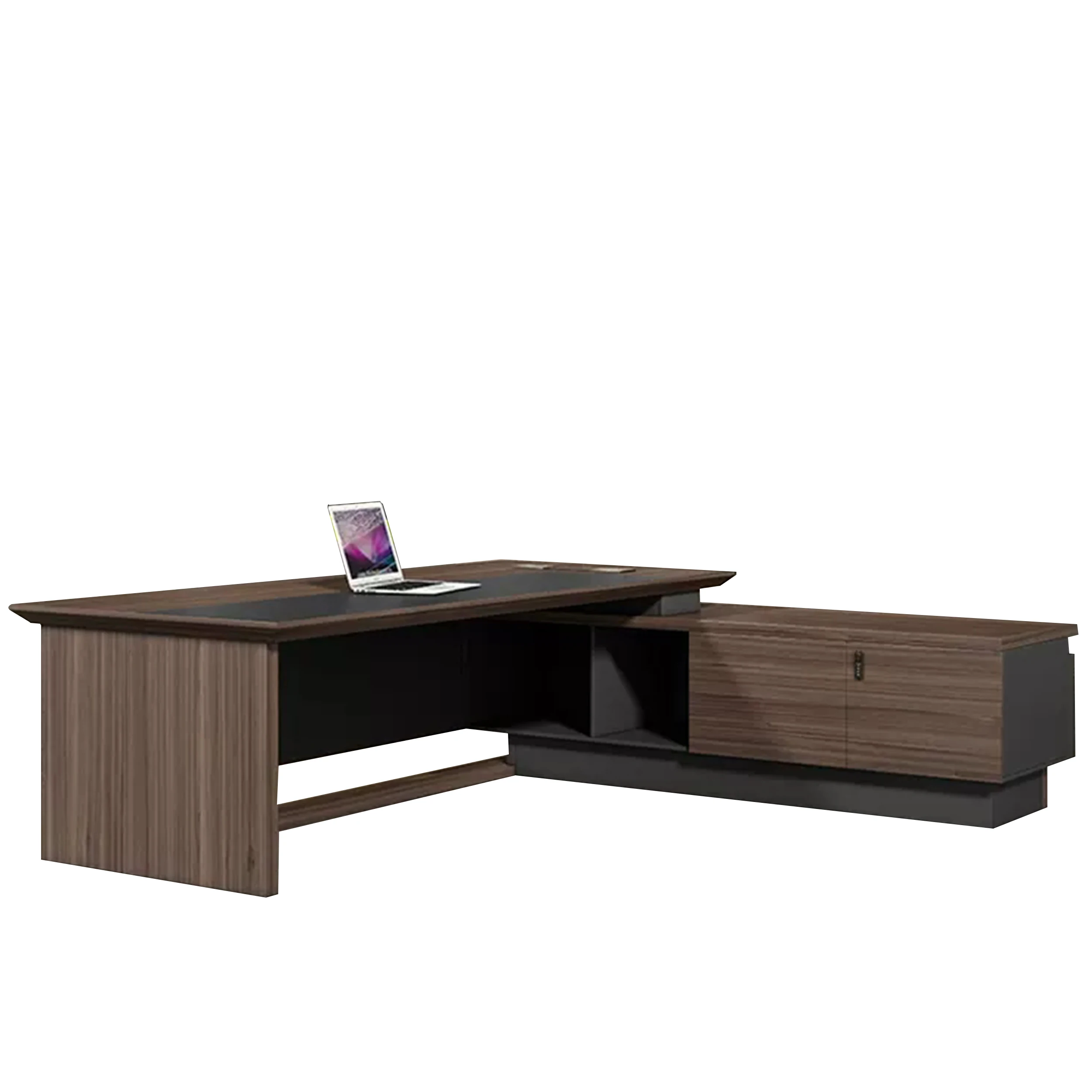 Modern Office Desk L-Shaped Executive Desk with Cable Management Sturdy Metal Frame for Office