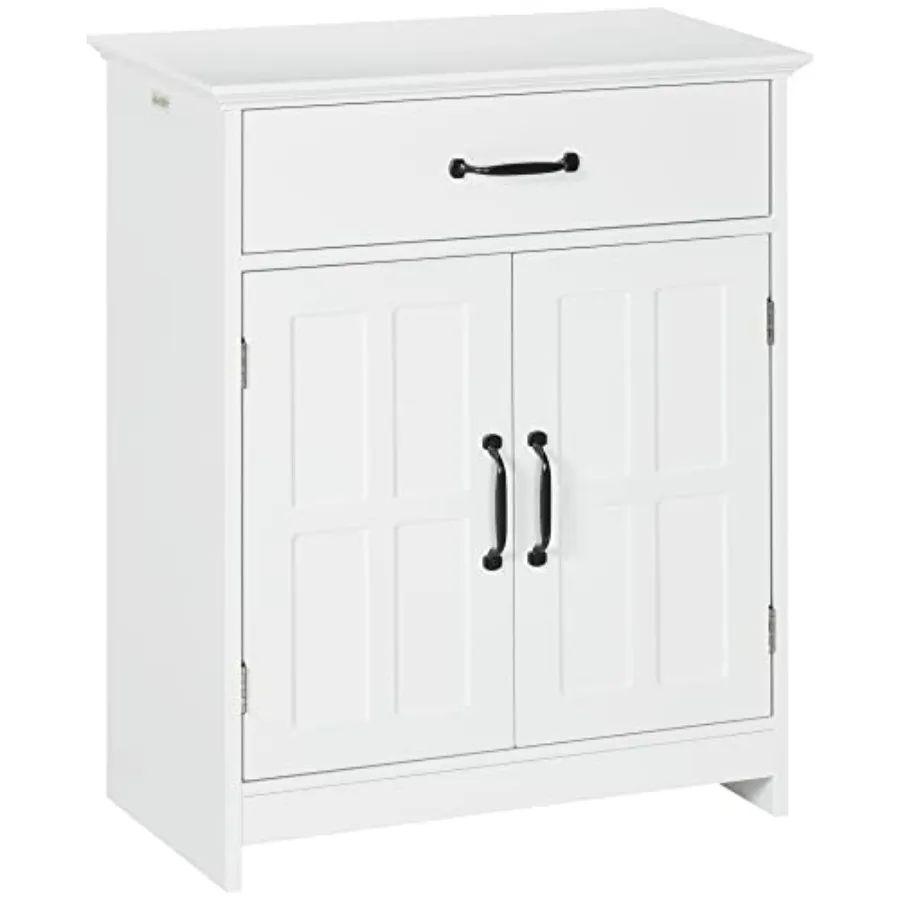 

Freestanding Bathroom Cabinet Farmhouse Small Storage Cabinet with Storage Drawer 2 Doors Narrow Floor Cabinet with Adjustable