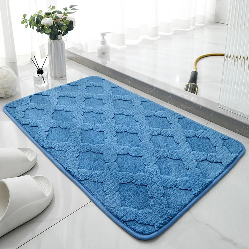 

Home Nylon Living Room Floor Mats Soft Plush Entrance Floor Mat Rectangle Bathroom Door Water-absorbing Non-slip Foot Pad
