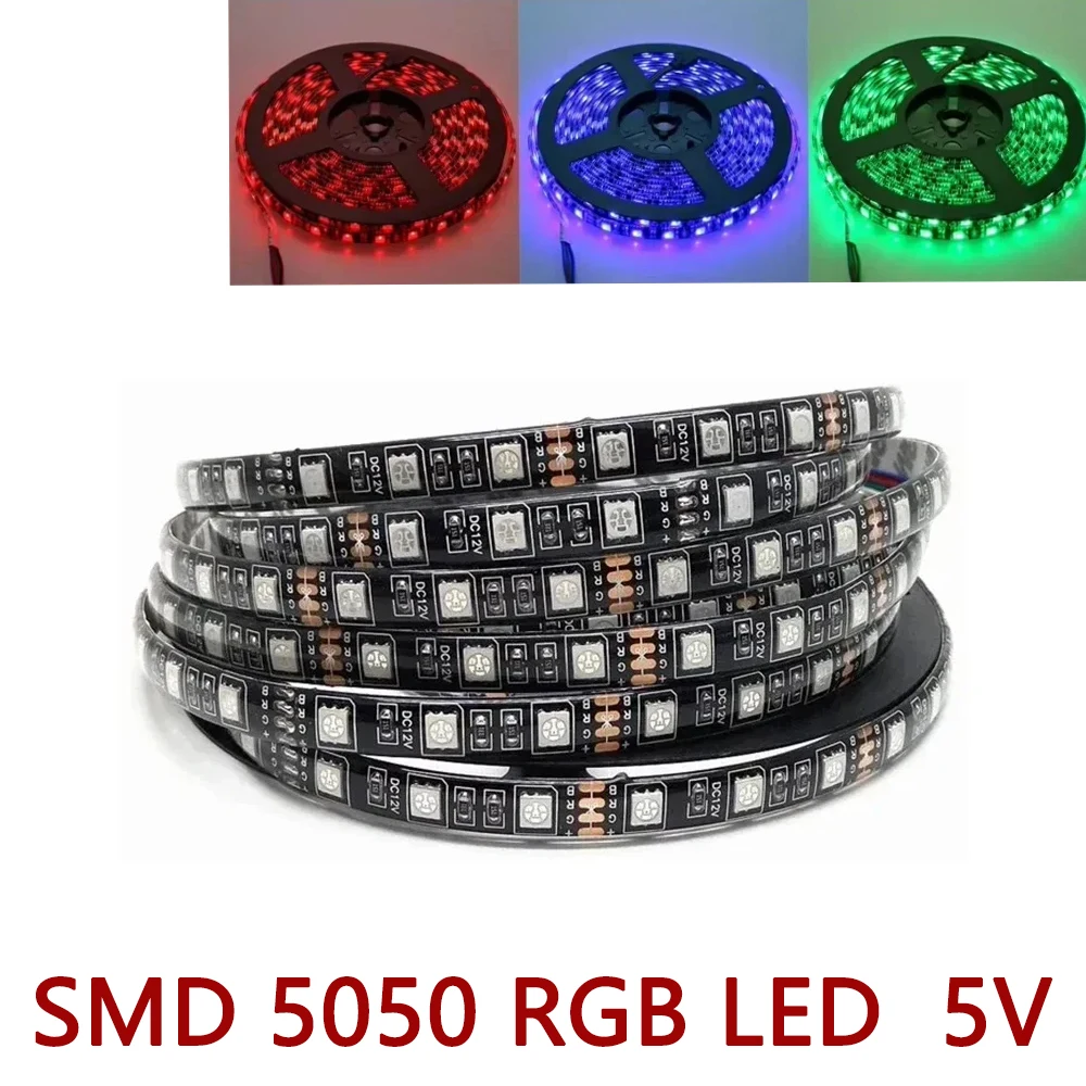 

5-метровая светодиодная лента RGB 5 В Светодиодная лента SMD 5050 Гибкая светодиодная лента для подсветки телевизора Лампа для украшения комнаты Освещение