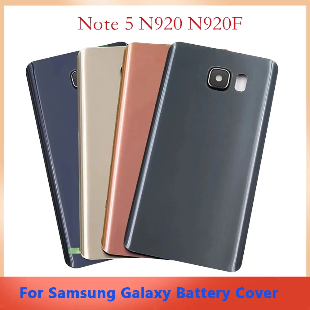 Baru untuk Samsung Galaxy Note 5 N920 N920F penutup belakang baterai pintu belakang Note5 3D Panel kaca casing dengan pengganti lensa kamera