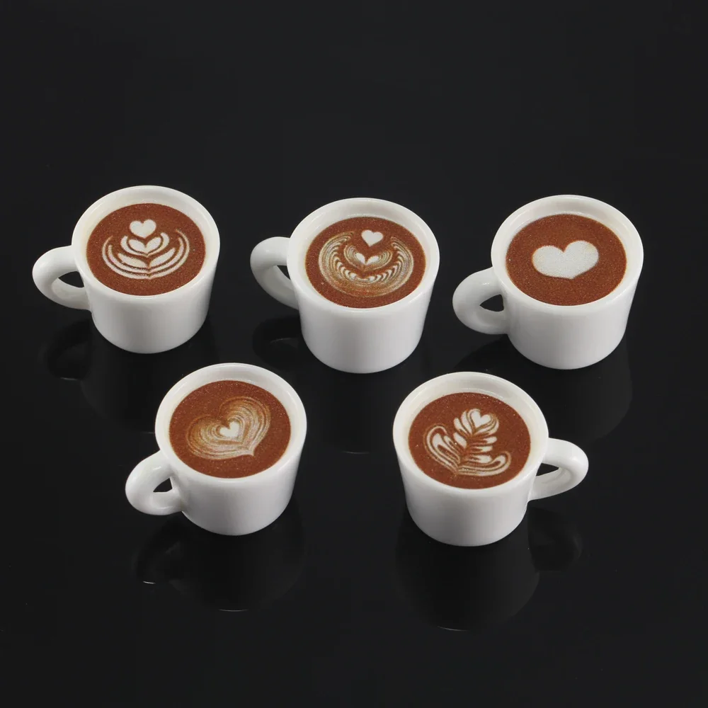 10pcs Cute Latte Art Coffe Cup Charms 3D Resin Drink Mug Pendants for Earring Necklace Keychain Doll DIY Jewelry Making Findings