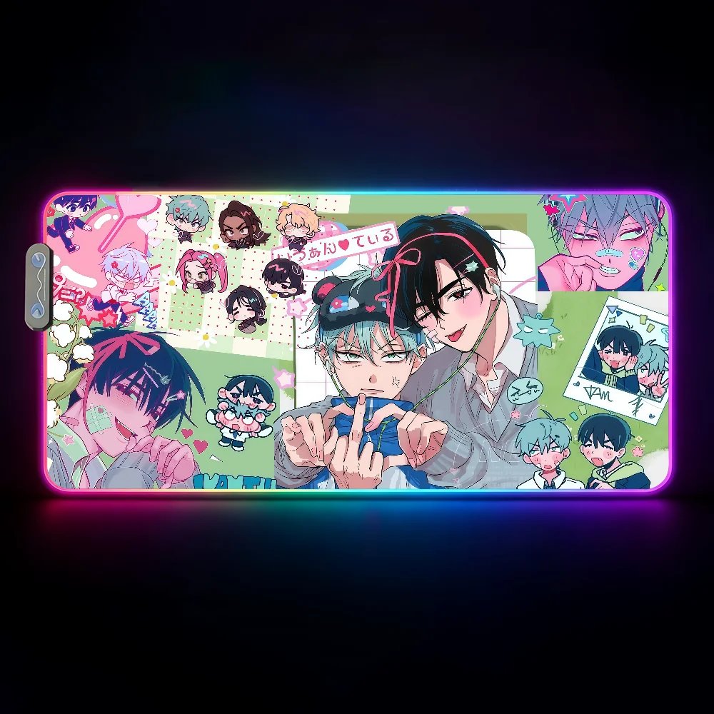 

Cartoon Alien S-Stage Mouse Pad LED Table Pads Backlit Non-slip Rubber Desktop XXL RGB Desk Mats Surface Waterproof