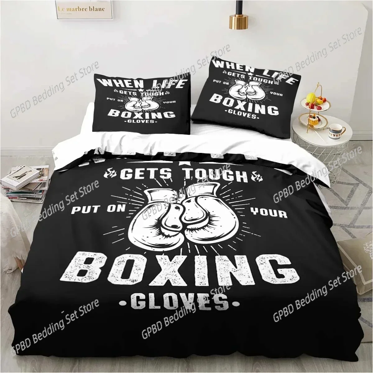 3D Print Boxing Gloves Boxer Fighting Bedding Set Bedroom Soft Modern Bedspreads Comefortable Duvet Cover Quilt Cover Pillowcase