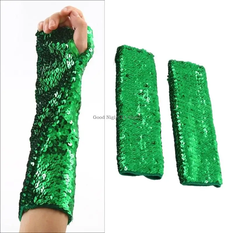 

Stylish Sparkling Sequins Arm Sleeves Party Accessories For Women Stage Bright Color Elastic Oversleeves