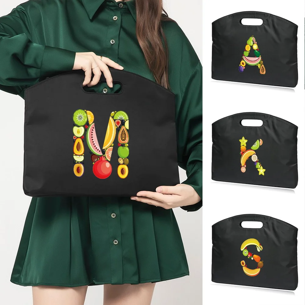 New Fashion Briefcase Large Capacity Durable Fruit Letter Pattern Series Computer Business Handheld Briefcase Work Commuting Bag