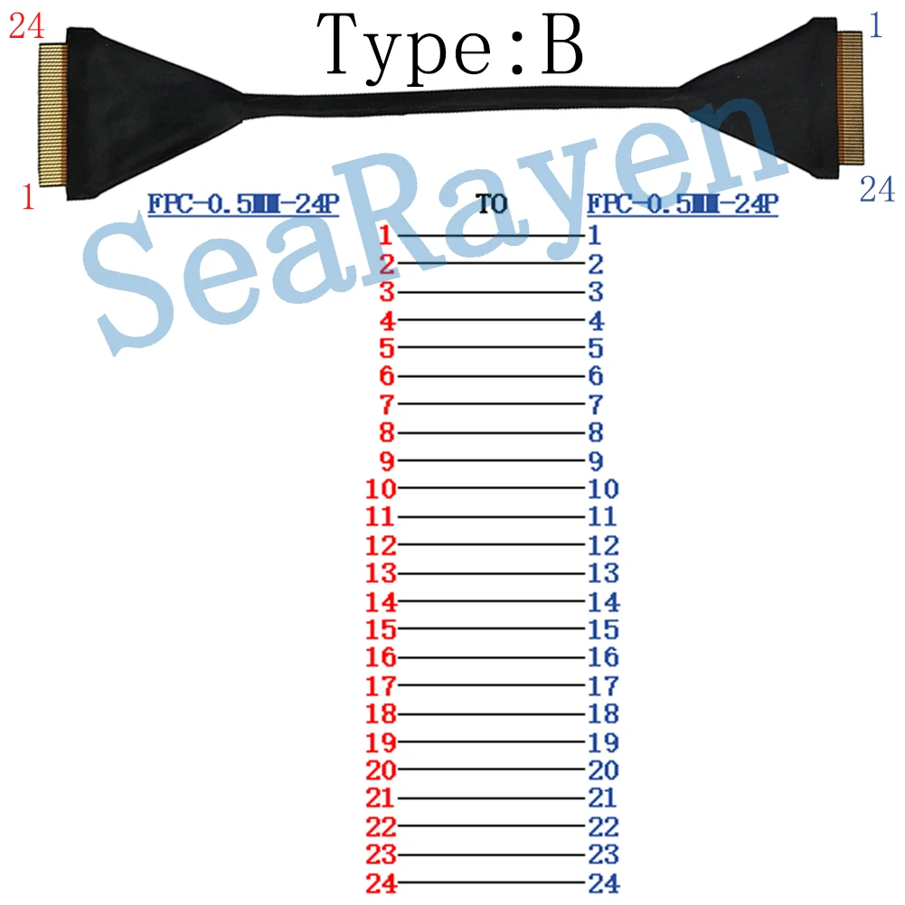 24pin FPC Connector  0.5mm Pitc 24pin Micro-Coaxial Cable EDP 4K to 1080P 4-Lanes to 2-Lanes Lvds Cable