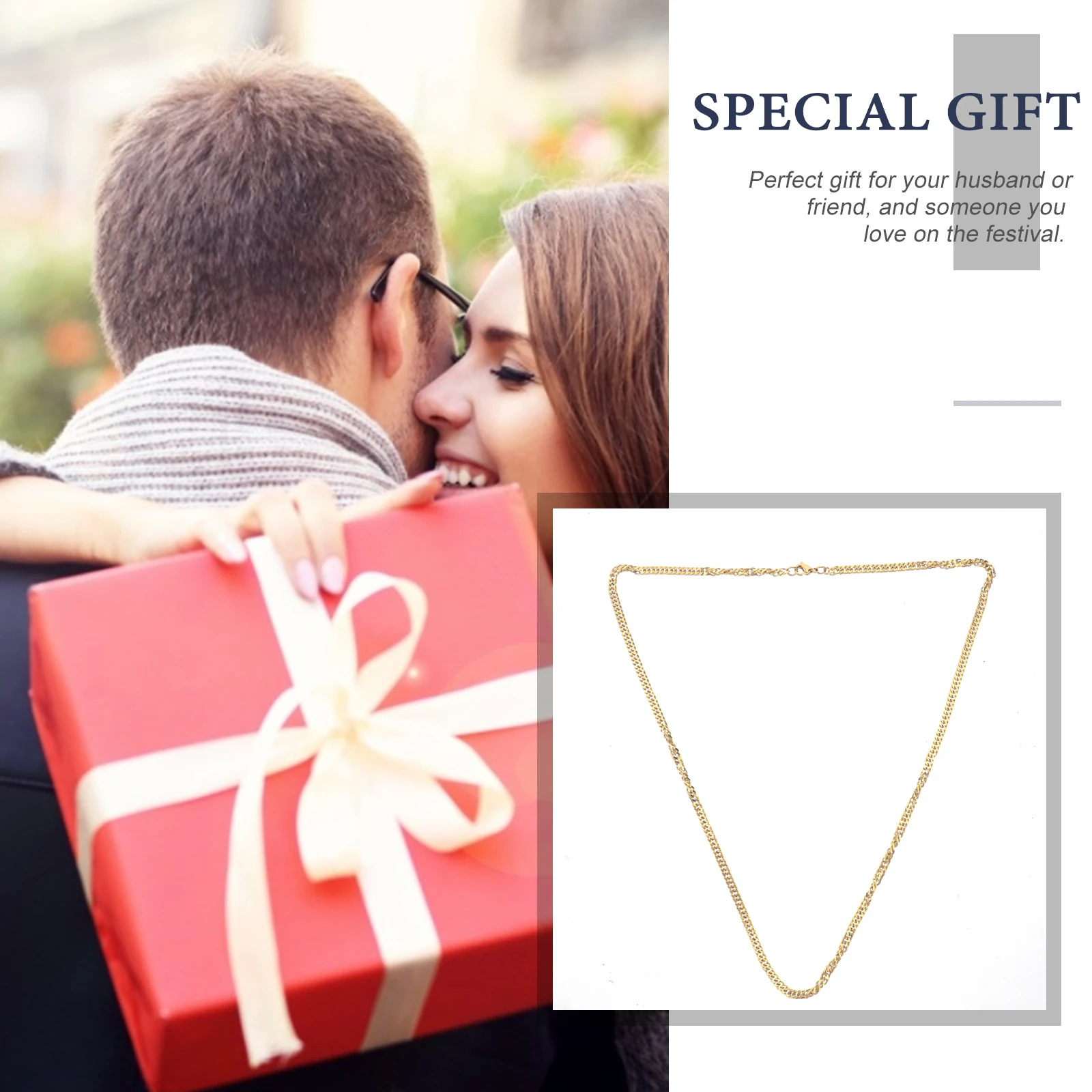 

1 pc Golden Double Buckle Chain Titanium Steel Necklace Unique Collar Cool Neck Jewelry For Party Outdoor Hip Hop Accessories