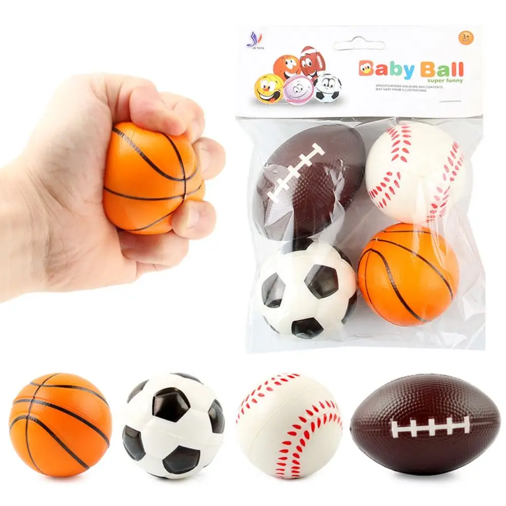 

3D Sensory Toy 4-in-1 Ball Games Squeezing Toys PU Baseball Ball Games Pinch Toy Basketball Relaxed Simulation Pinch Toy Office