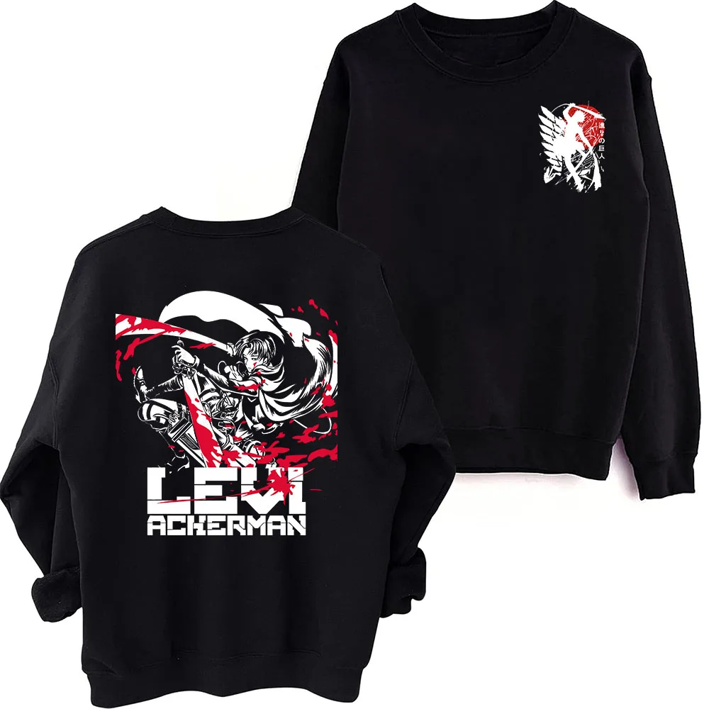 

Anime Attack on Titan-Levi Ackerman Sweatshirt Oversized Harajuku Round Neck Long Sleeve Sweatshirts Music Tour Fans