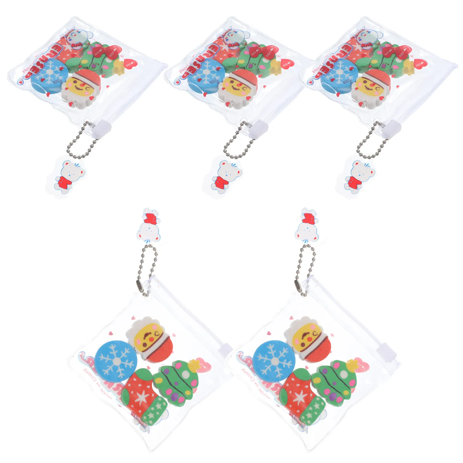 

6 set Christmas Adorable Mini Cartoon PVC Xmas School Kids Party Supplies Cute Novelty Eraser Novelty Student Awards