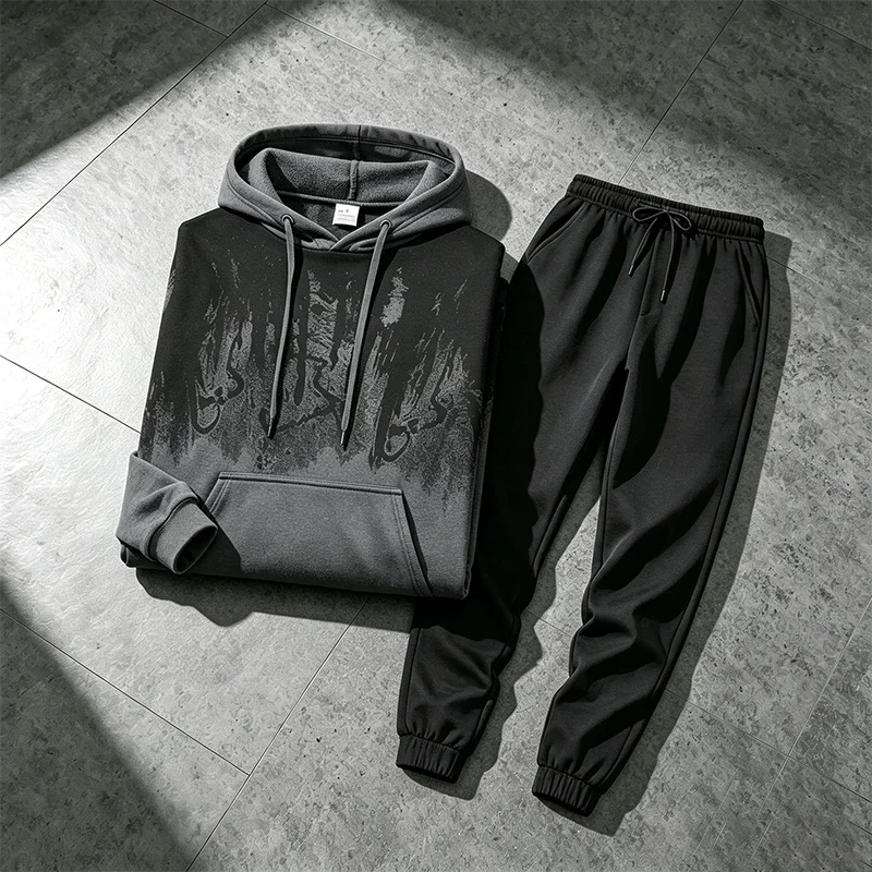 

2026 Hot Sale Men's Tracksuit Hoodies Adn Sweatpants Fall Winter Daily Casual Sports Jogger Suit Male Home Outdoor Hooded Outfit