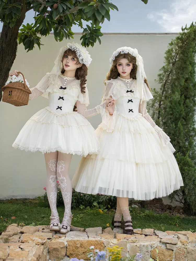 

Edwardian Style Lolita Op Dress With Boned Waist Twin Sister Summer Gothic Lolita Dress "white Mist Oath" Sweet Girl Dress