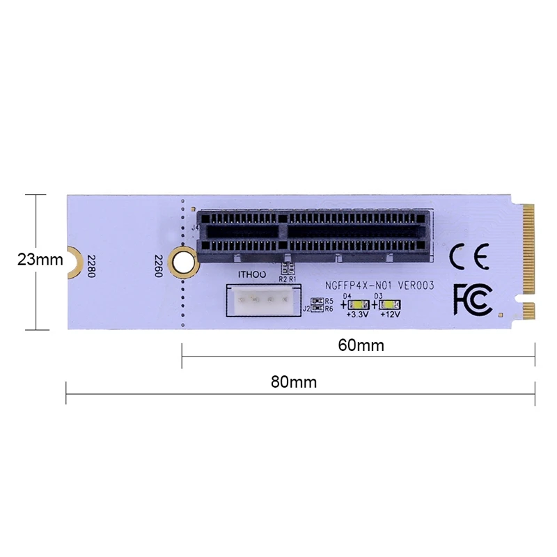 NGFF M.2ไปยัง PCI-E 4เท่าไรเซอร์การ์ด M2คีย์ M ไปยัง PCIe อะแดปเตอร์ X4พร้อมไฟ LED แสดงสถานะแรงดันไฟฟ้าสำหรับการทำเหมืองบิตคอยน์