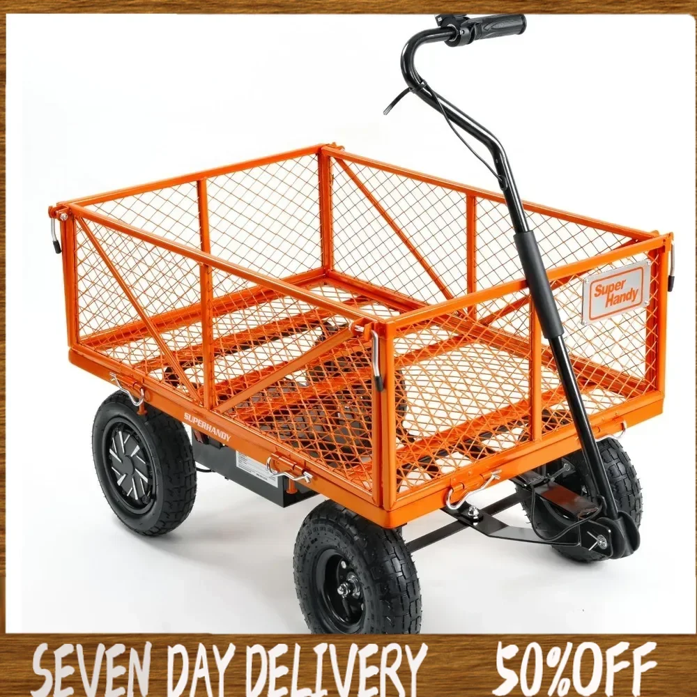 

Cart-5.7 Cubic Ft Utility Electric-Assist Garden Wagon Convertible Flatbed Design All-Terrain 10in Wheels Camping Trolley Cart