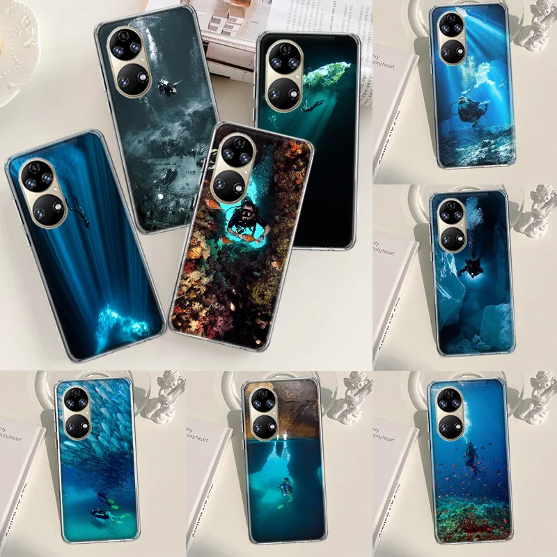 Deep sea diving Adventure Phone Case For Huawei P50 P40 Pro P30 Lite P20 P10 Mate 10 20 Lite 30 40 Pro Cover Coque