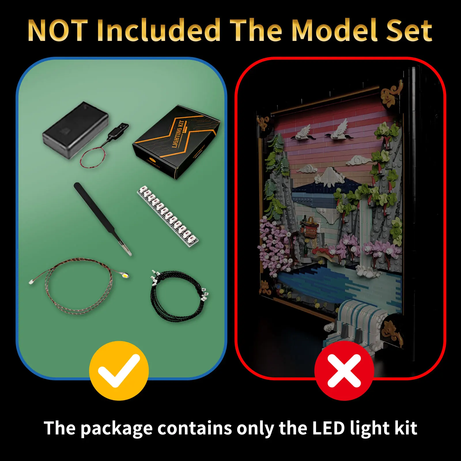 BRIXSPARK LED Lighting Set For Lego 31218, DIY Upgrade Design Japanese Cherry Blossom Landscape, No Bricks Included - view 6