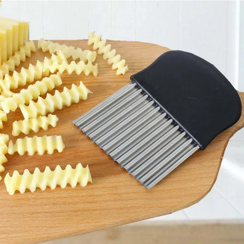 Potato Cutter Chip French Fry Maker Stainless Steel Wavy Knife French Fries Chopper Knife Chopper French Fry Kitchen Tools