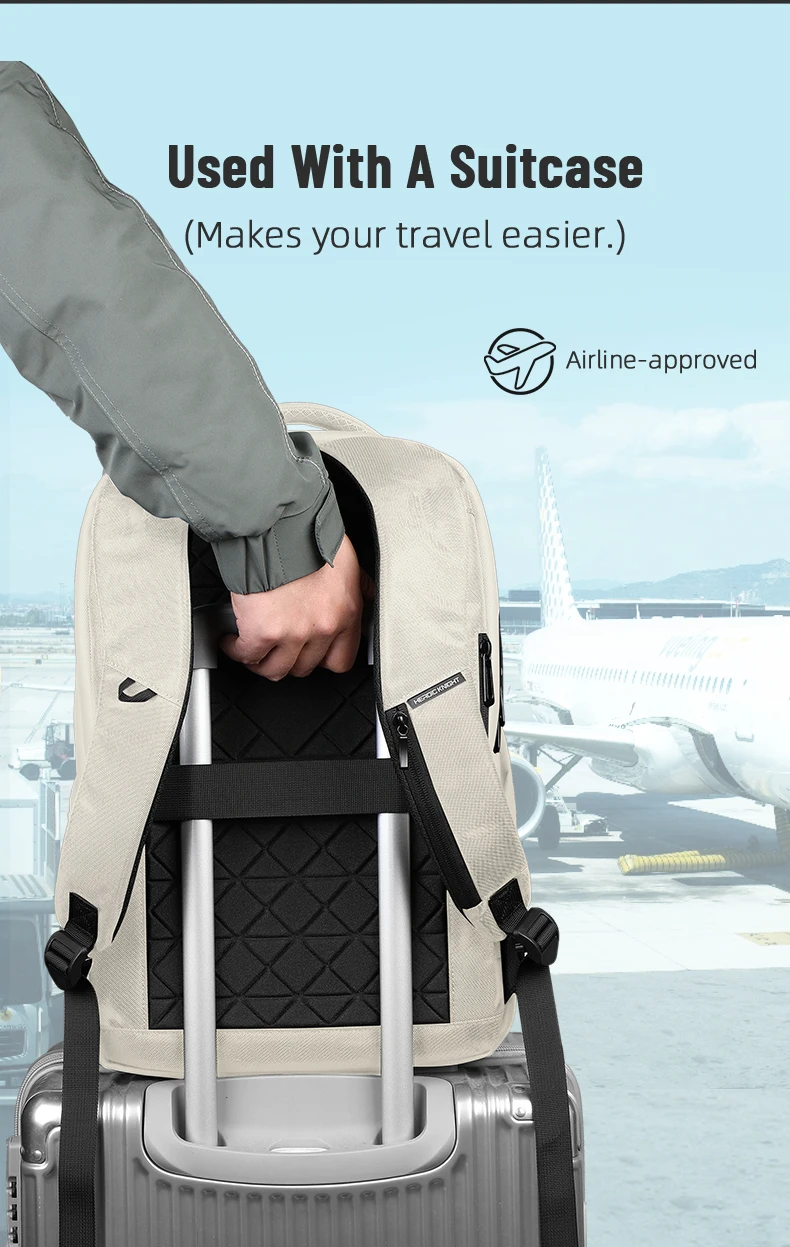HK Großraumiger Wasserdichter Reise- und Pendler-Rucksack Weißer Modischer Business-Rucksack Leichter 17-Zoll-Laptop-Rucksack – Detail 10