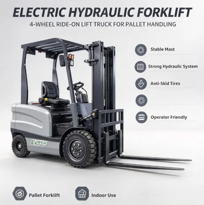 Electric Forklift Compact Narrow Aisle Design 1Ton Load 2500mm Lift Height Short Turning Radius For Warehouse Racking Stacking