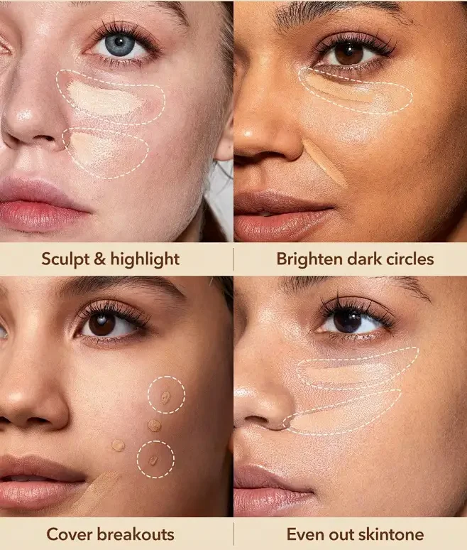 Tavolozza di correttori naturali a sei colori, 3 stili tra cui scegliere, correttore naturale e non appiccicoso, occhiaie e segni dell'acne