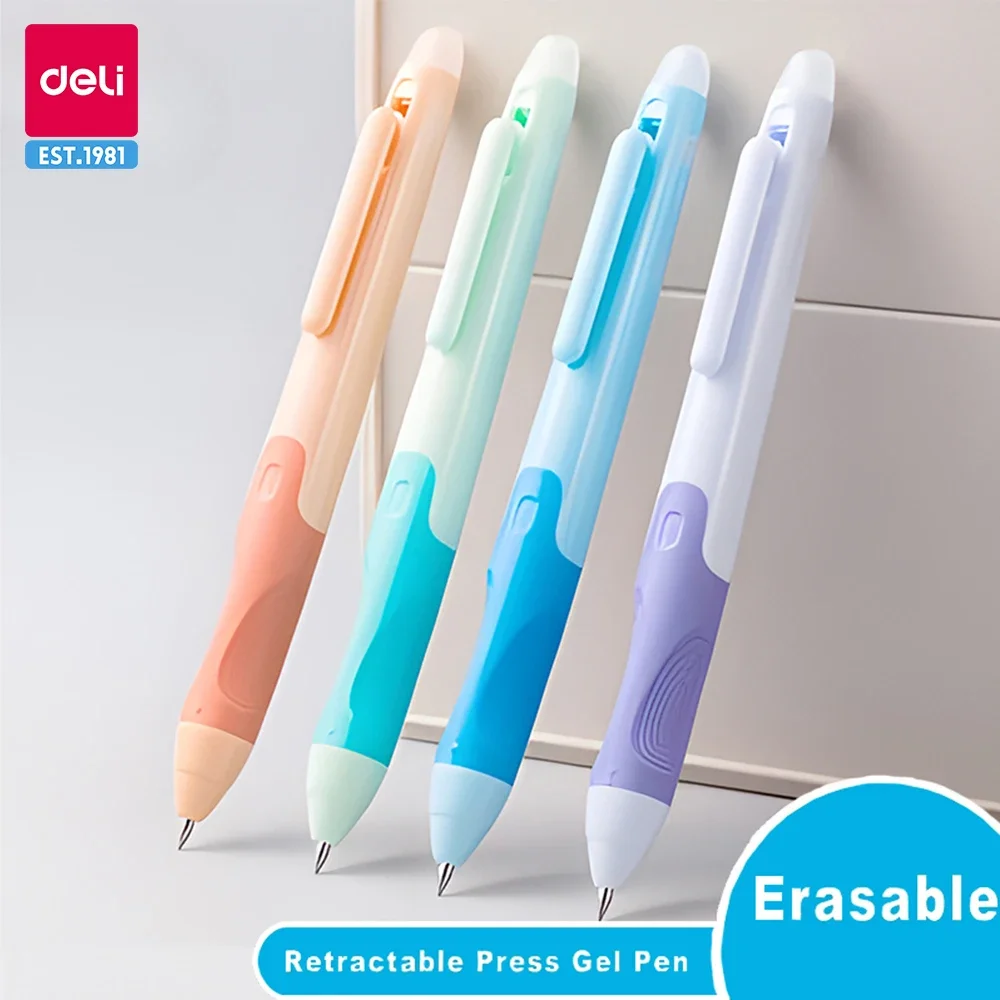 Deli Erasable Gel Pen 0.5mm Gel Pen Thermally Erasable Blue Black Ink Refill for School Supplies Erasable Pen Kid's Gift