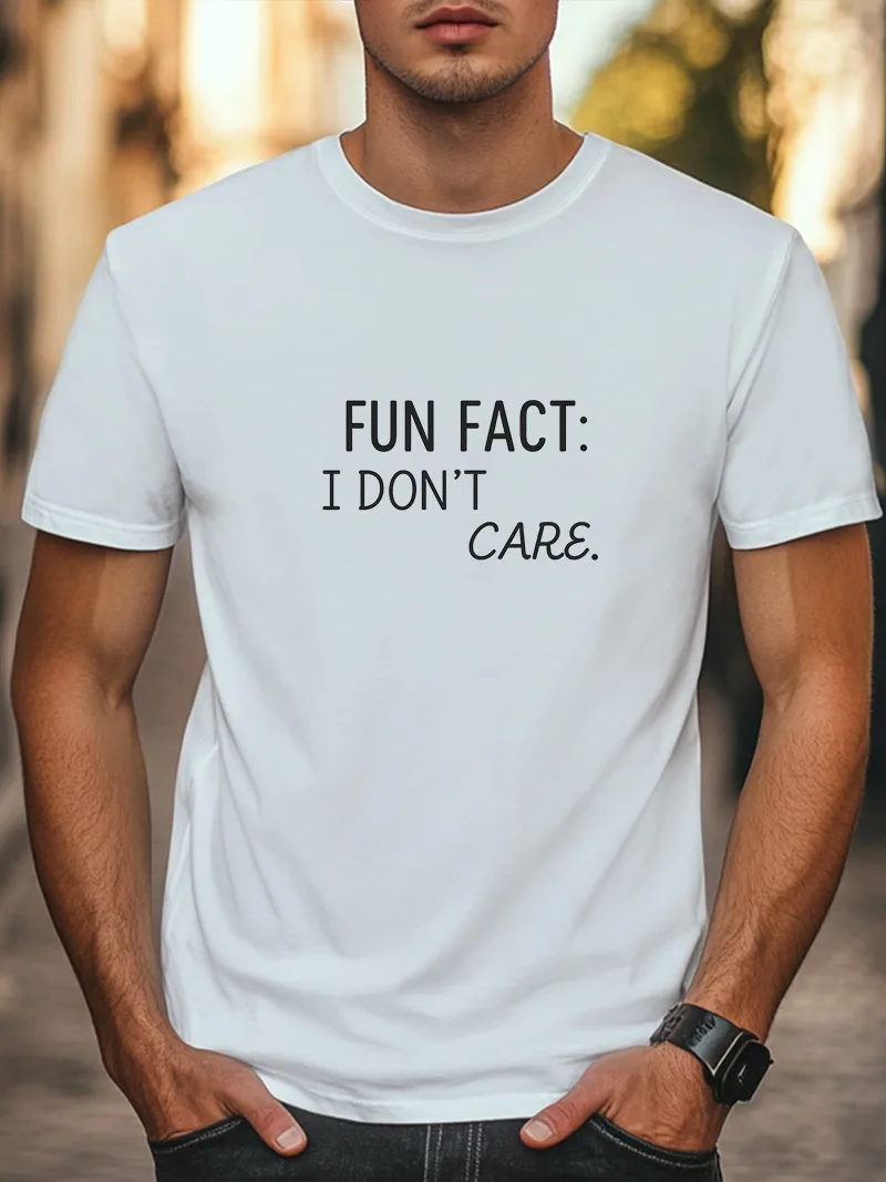 Футболка Fun Fact I Don’t Care, футболка с саркастическим юмором и рисунком, повседневная рубашка