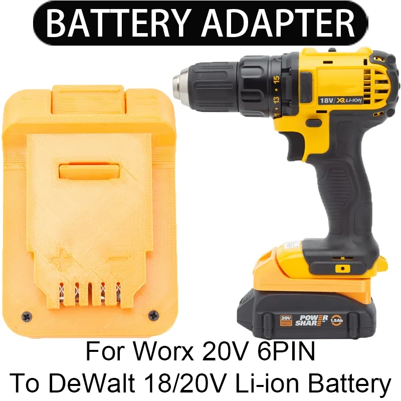 

Battery Adapter/Converter for DeWalt 18/20V Li-ion tools to Worx 20V 6PIN Li-ion Battery Adapter Power Tool Accessories