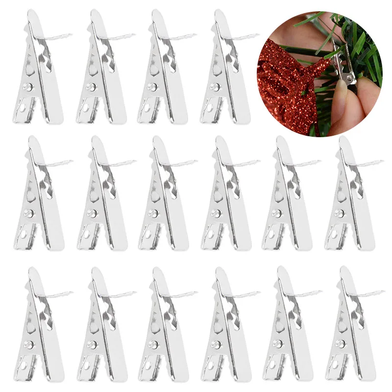 30/50pcs Mini Metal Clips Christmas Tree Flower Ornaments Fixed Clip Christmas Party Supply Xmas Noel Wreath Garland Decorations