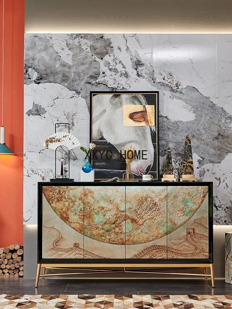 

Modern Light Luxury Retro Chinese Style Wall-Mounted Living Room Modern Minimalist Locker