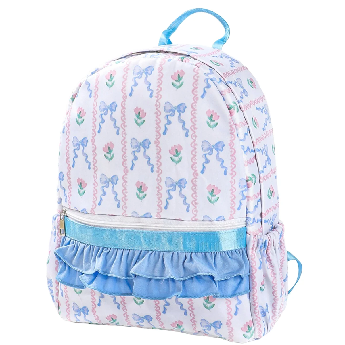 

Women's Floral Print Waterproof Backpack Large Capacity Travel Laptop School Bag with Ruffles Casual Polyester Student Backpack