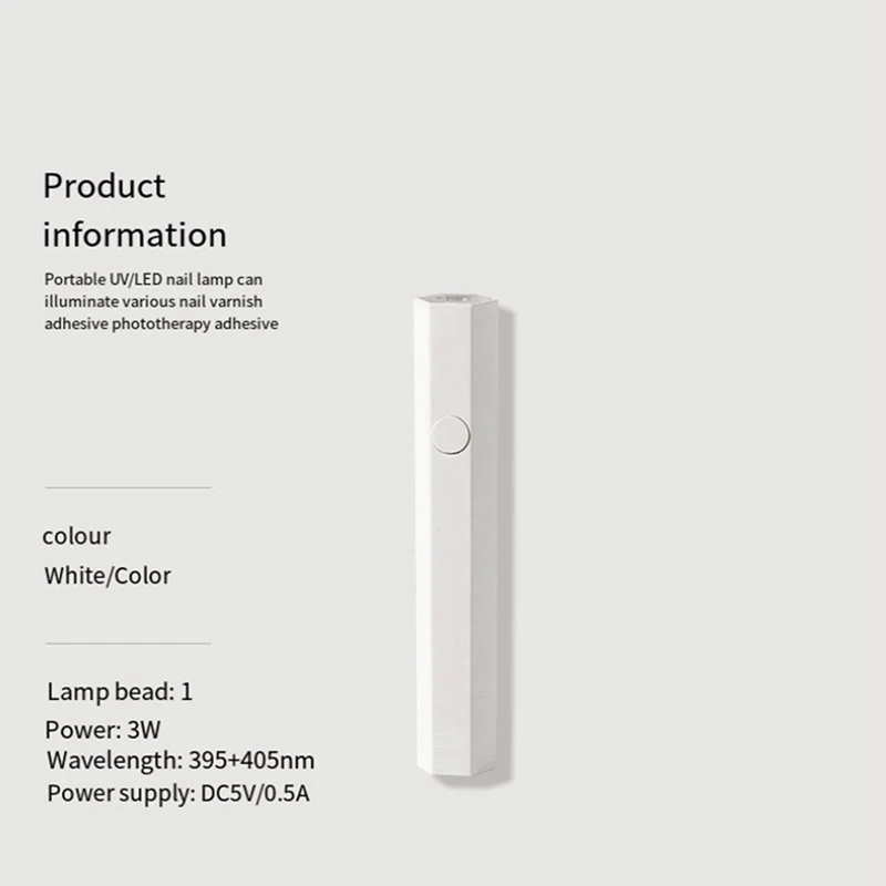 Nail Art Luz portátil Luz branca Mini Express Secador de unhas Bateria de longa duração e secagem rápida