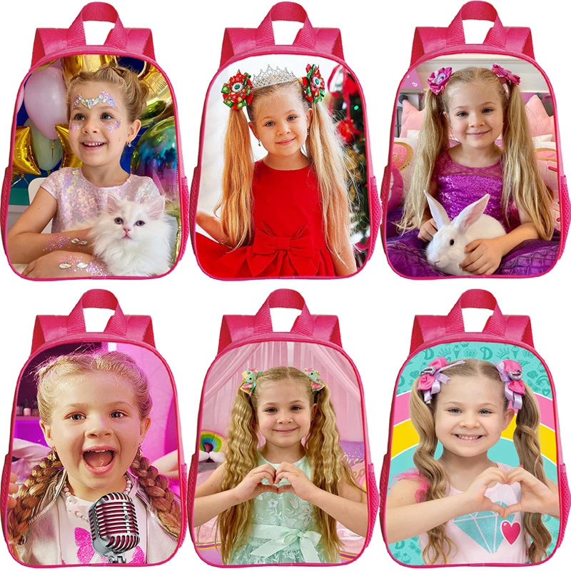 

12 Inch Kids Diana Show Print Backpack Kids Cute Pink Backpack Preschool Girls Portable Kindergarten Schoolbag Childcare Mochila