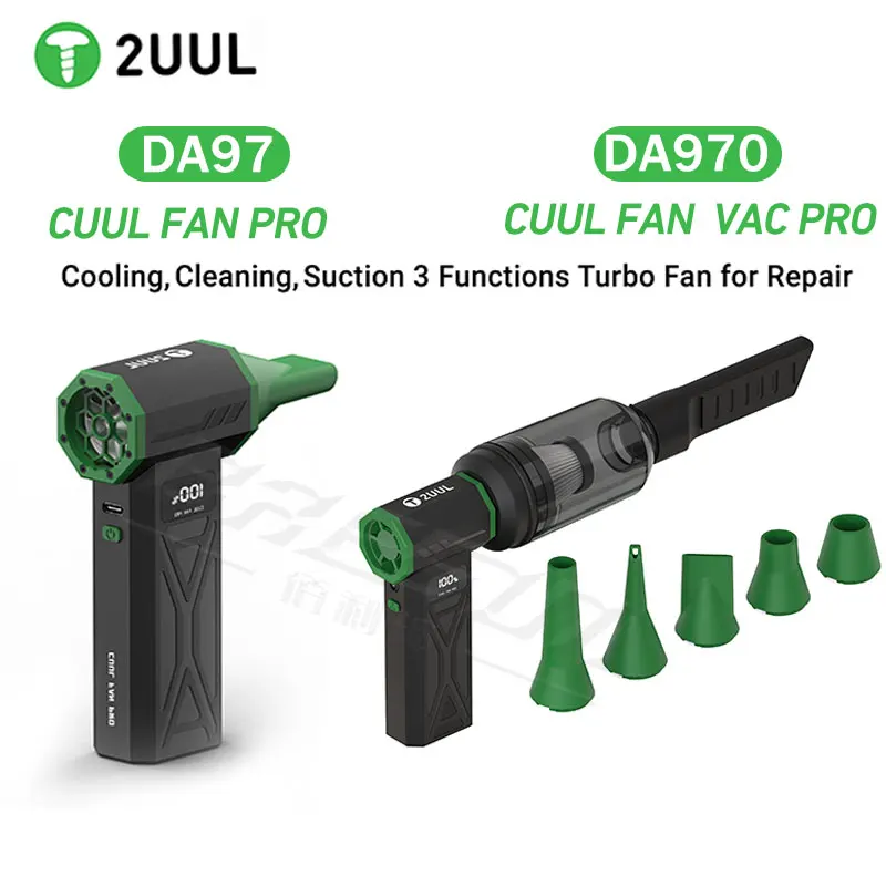 

2uul DA970/DA97 Cuul Fan Vac Pro Cooling Cleaning Suction 3 Functions Turbo Fan Quick Cooling Drying for Mobile Phone Repair Too