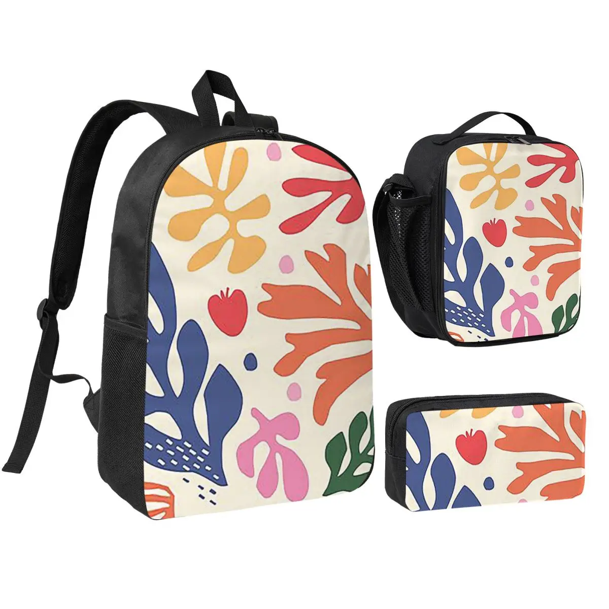 

Matisse Flowers A Backpack Boys Girls BookBag School Bag Shoulder Bags 3ps Insulated Lunch Bag Pencil Case