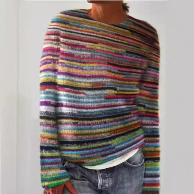 

Printed Women's Sweater Pattern Pullover Sweater Casual Loose Long Sleeve Knitted Top