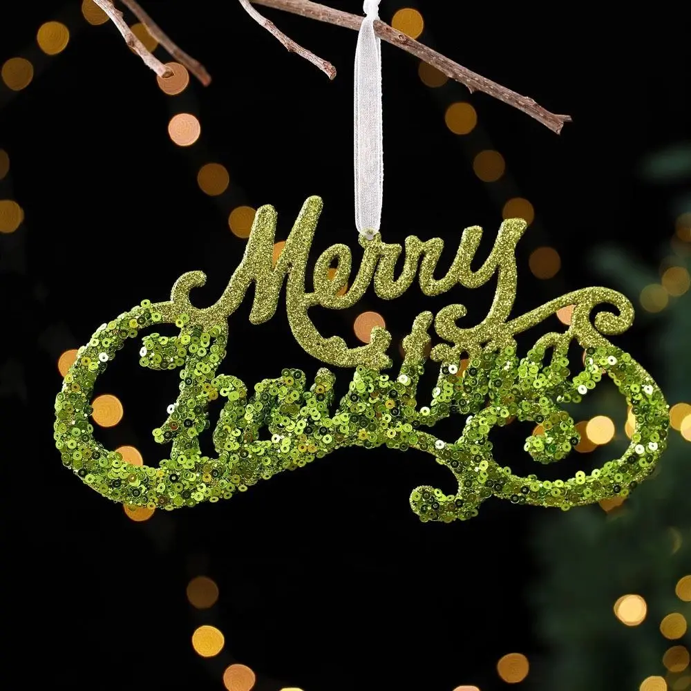 

Green Christmas Tree Pendant Sparkle Powder Gold Sequins Green Glitter Hanging Pendant Decorative