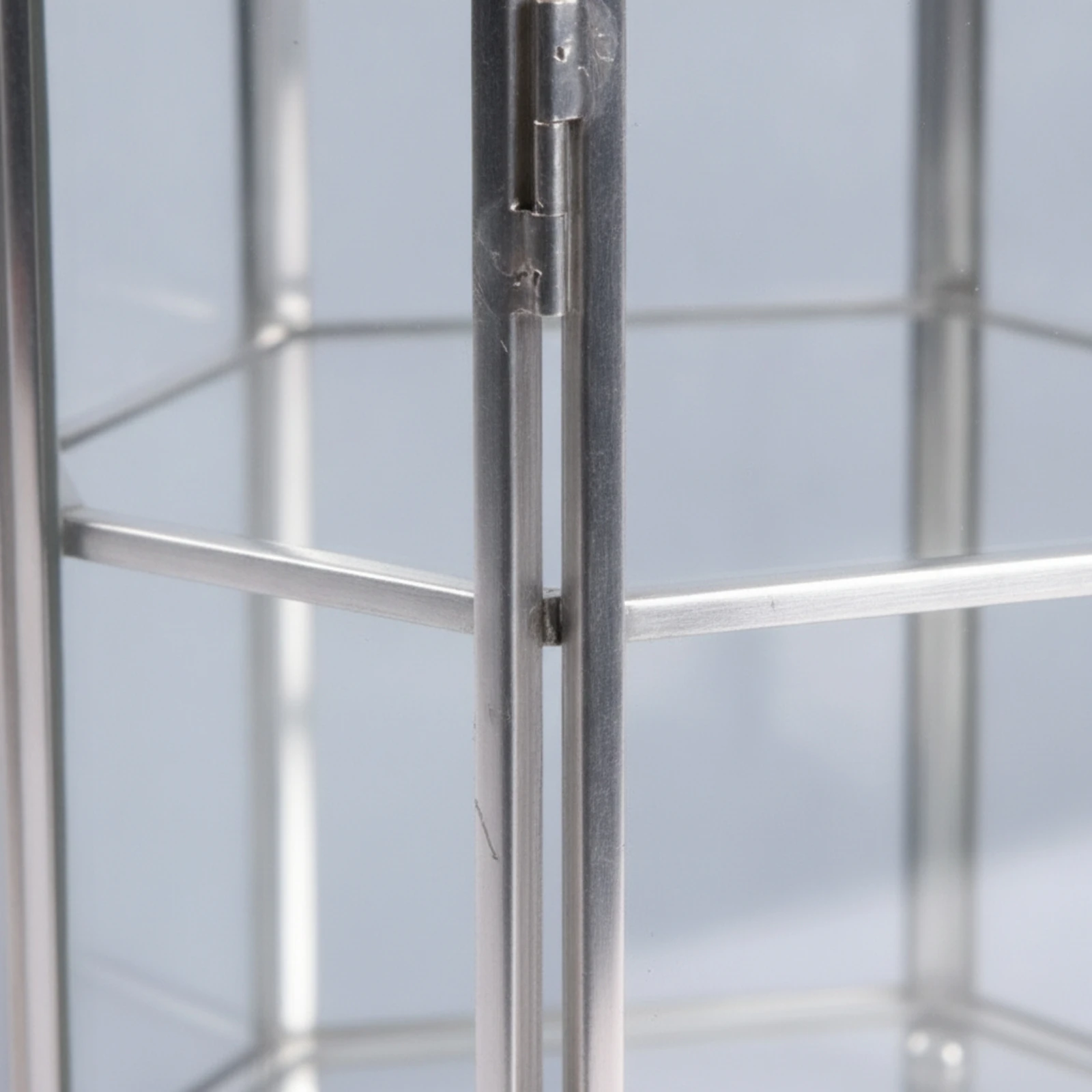 Geometric Glass Display Case Multi-Level Glass Display Case with Metal Frame Metal Frame Curio Cabinet Freestanding Transparent
