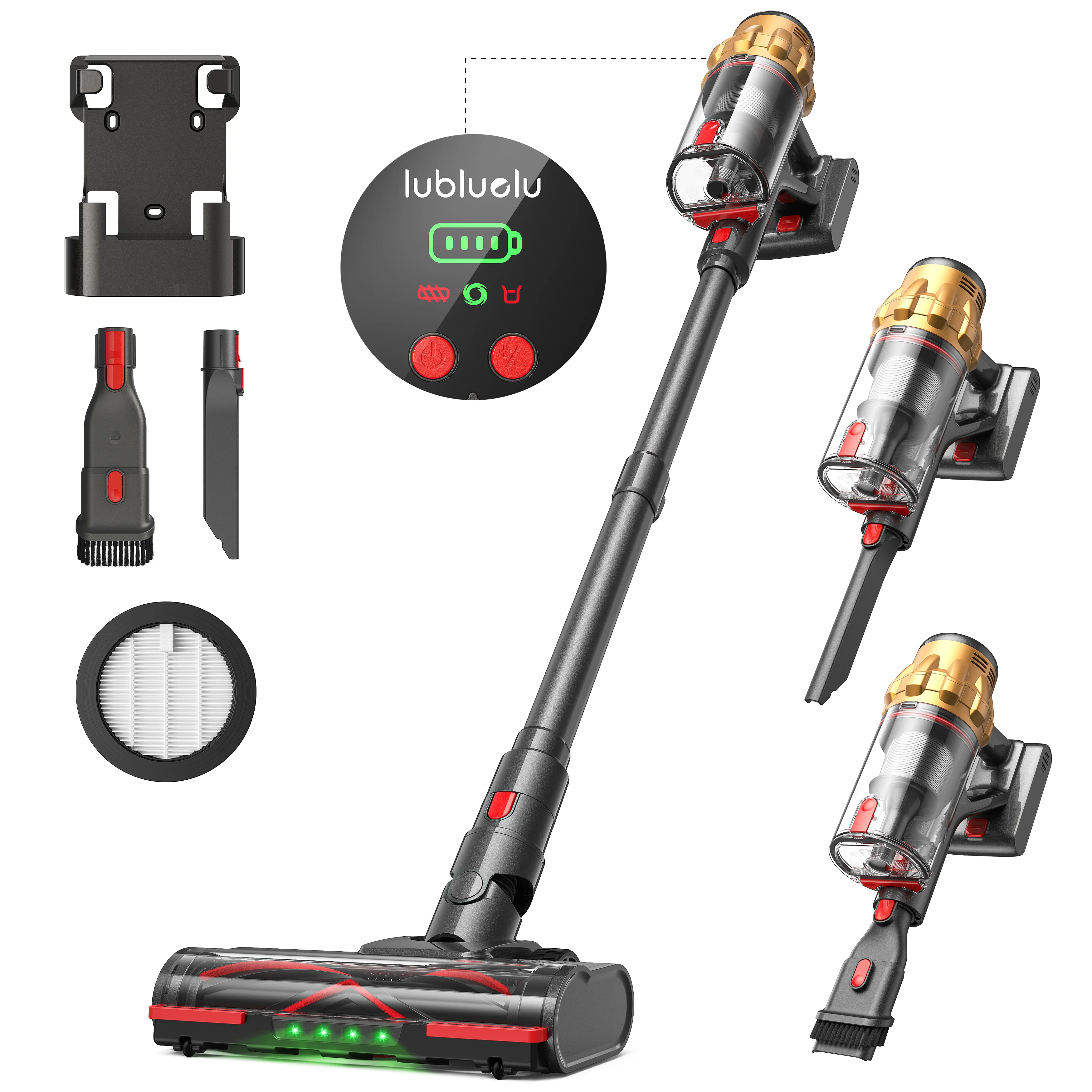 Lubluelu G11 aspirateur sans fil 50KPA 50mis longue durée de fonctionnement brosse de sol peigne automatiquement les cheveux pour éviter l'emmêlement