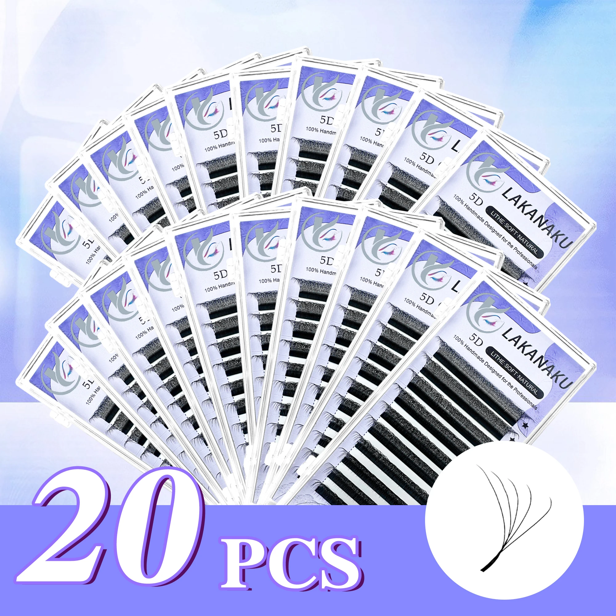 LAKANAKU 20 Case/Lot Cilios 5D Pestañas W Eyelashes Extension Lash Kit Fans Cilios 5D W Shape Lashes Natural Make-up Fans Lashes