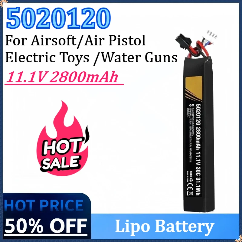 

5020120 11.1V 2800mAh Lipo Battery Soft Bullet Gun Battery 30C T/SM/XT30 For Airsoft Air Pistol Electric Toys Water Guns Parts