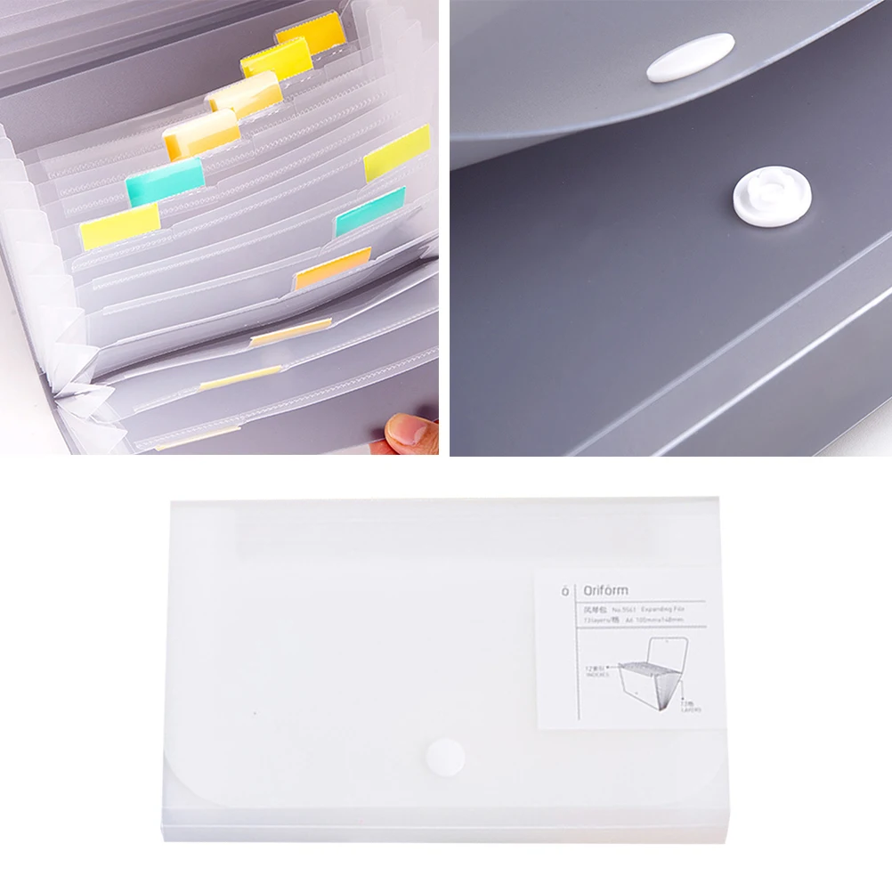 

2Pcs File Folder Accordion Style Portable Document Organizer Large Capacity Folder for School Office White