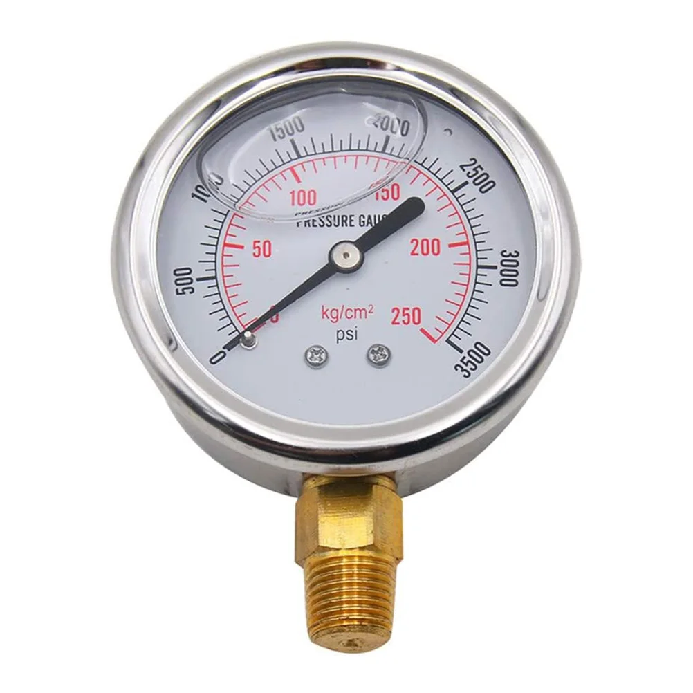 

Oil Filled Pressure Gauge Stainless Steel Liquid Meter Water Gas Measuring Tool Unidirectional Markings Gifts