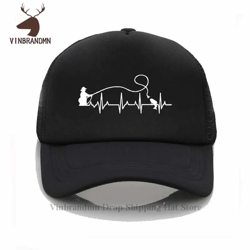 2021 Vinbrandmn Newest summer Baseball cap Fly Fishing Heartbeat Bucket cap Fish EKG Trout Fishing by Creations Outdoor sun hats