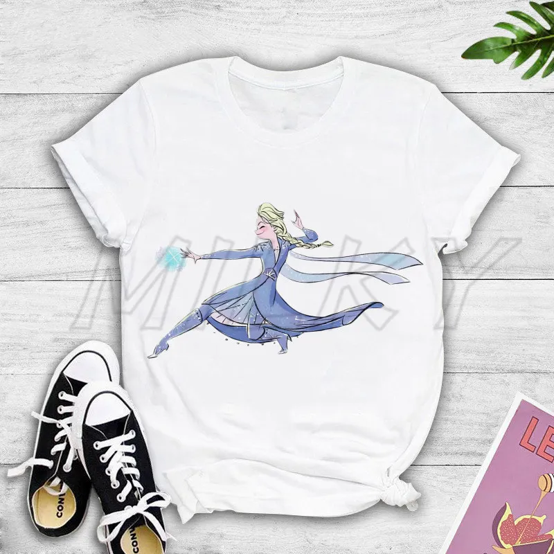 90s Graphic Frozen Elsa Princess Top Tees Female Cartoon Drawing T Shirt Harajuku Vintage T-shirt Fashion Queen Women's T Shirt