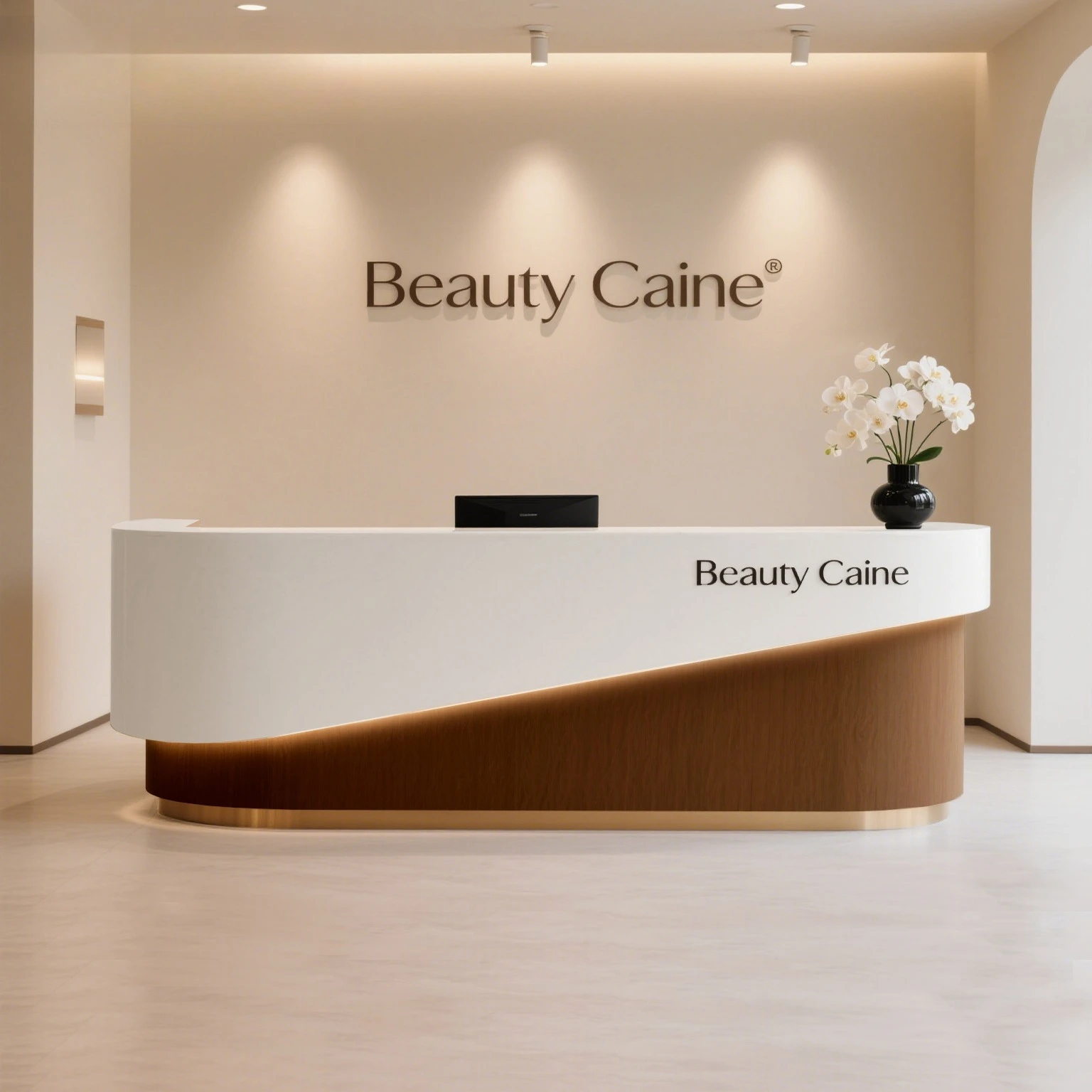 صالون تجميل مكتب الاستقبال مكتب الاستقبال ضوء متجر الملابس الفاخرة الخروج صفحة الطلاء التدريب طاولة بار الخشب الحبوب #1